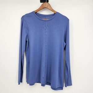 J. Jill Perriwinkle Crew Neck High Low Pima Cotton T Long Sleeve Womens Med New